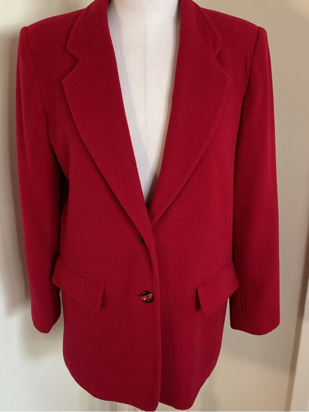 Lord & Taylor Red Wool Cashmere Blend Blazer Size 6 Single Button Structured - Picture 2 of 5